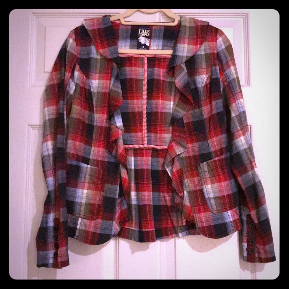 Free People Plaid Blazer